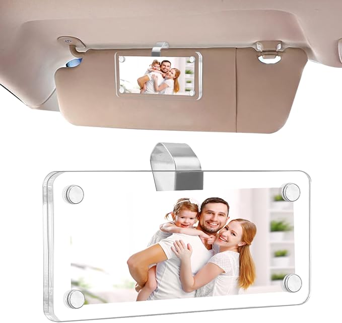 Car Picture Holder, Magnetic Car Picture Frame with Visor Clip Personalized Photo Holder Cars Accessories Photo Holder Displays(1pc,9 * 6cm) - Image 2