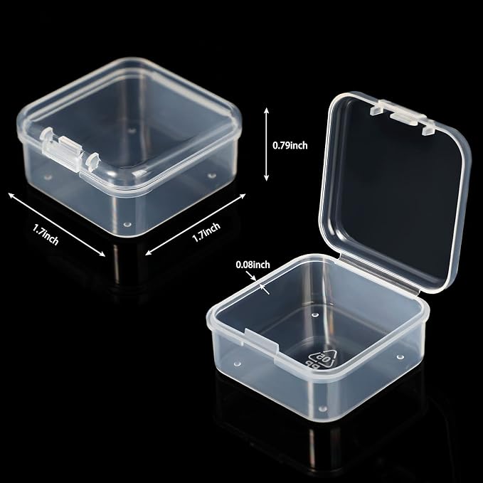 SATINIOR 12 PacK Clear Plastic Beads Storage Containers Box with Hinged Lid for Beads and More (1.7x1.7x0.79 Inch) - Image 2