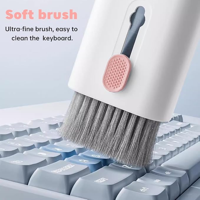 7 in 1 Laptop Cleaning Kit Keyboard Cleaner,Computer Screen Cleaning Brush Tool,Computer Tools Kit Corner Gap Duster Keycap Puller(Color:Pink) - Image 4