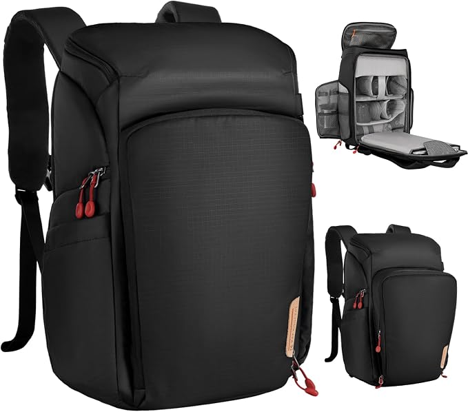 K&F CONCEPT Camera Backpack, 22L Expandable Camera Bag with Rain Cover | with Tripod Holder & 15.6in Laptop Compartment, Quick Access & Water Resistant for Canon/Nikon/Sony/DJI/DSLR Mirrorless, B06 by KFCONCEPT