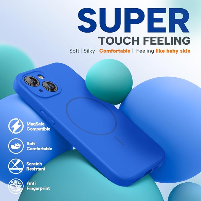 Miracase Silicone & Magnetic for iPhone 14 Case, Mediterranean Blue | Compatible with MagSafe, Soft Microfiber Lining, Premium Silicone Cover Shockproof Drop Protection Phone Case for 14 - Image 7