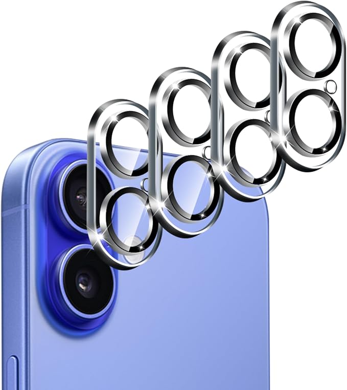 ivoler Camera Lens Protector for iPhone 17/16 /16 Plus, 4-Pack | Screen Protector Tempered Glass [Case Friendly][New Rersion],Scratch-Resistant,Clear+Black Circle by iVoler