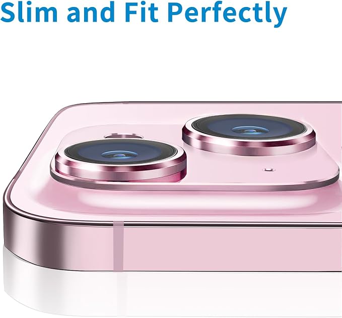 Compatible with iPhone 15 and 15 Plus Camera Lens Protector, Anti-Scratch Tempered Glass Len Screen Protector Shockproof Full Protective Camera Cover Case Friendly Lens Cover-Pink - Image 5