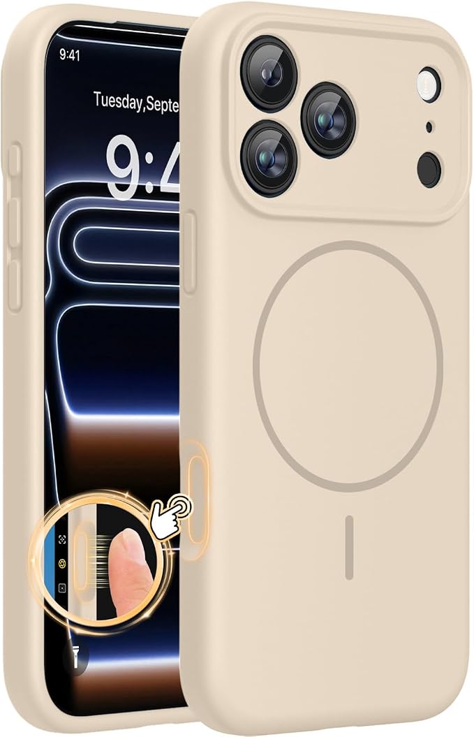 Miracase Silicone & Magnetic for iPhone 17 Pro Max Case, Sand | Compatible with MagSafe, Camera Control Cover, Premium Silicone Cover Shockproof Drop Protection Phone Case for 17 Pro Max by Miracase