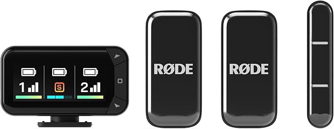 RØDE Wireless Micro - Compact Wireless Microphone Camera Kit, Two Mics with Camera Receiver, Smartphone Receiver, and Charge Case for Content Creation - USB-C, Black | 2.4 GHz digital signal with GainAssist and charging case for cameras, smartphones an... by R%C3%98DE