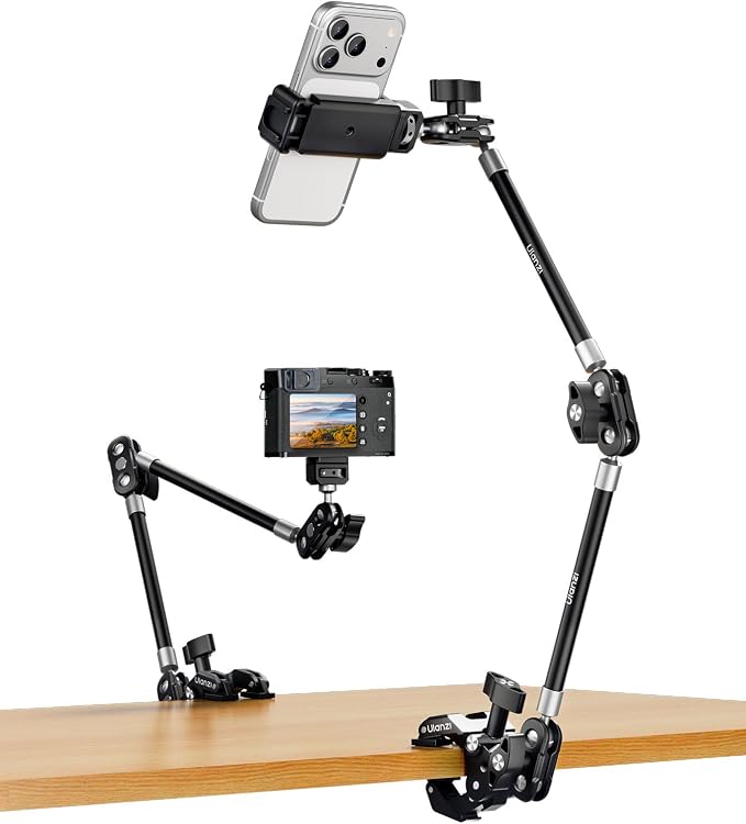 ULANZI CO78 22" Magic Arm w Super Clamp Desk C Clamp, 1kg Load Articulating | Arm, Overhead Phone Mount Holder for Compact Camera, Action Camera, Small Video Light, Cell Phone,Monitors by ulanzi