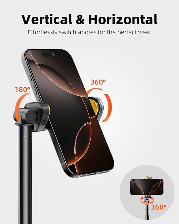 TODI Selfie Stick Tripod for iPhone, 60" Lightweight Phone Tripod Stand with Wireless Remote, Extendable Selfie Stick for iPhone, All-in-1, Compatible with iPhone/Android - Image 7