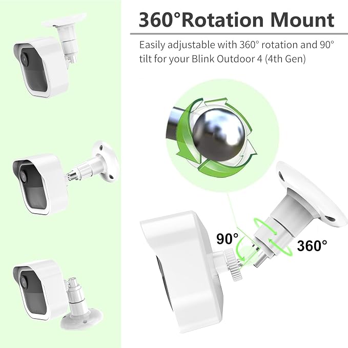 360° Adjustable Blink Outdoor Camera Mount with Sync Module Mount, White | 2Pack Wall Mount for Blink Camera 4/Outdoor 2K+, Weatherproof Housing Cover for Blink Camera System, Improve Viewing Angle - Image 4