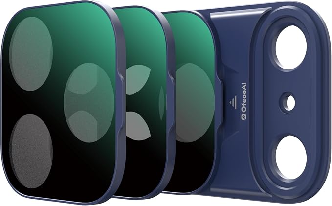 Magnetic UV Filter for iPhone 17 Pro, Snap-On Smartphone Camera Lens Filter with Adhesive Metal Base Mount, HD Optical Glass, Works with Phone Cases & Gimbals (Blue-3pack, iPhone 17Pro) by OfeooAi