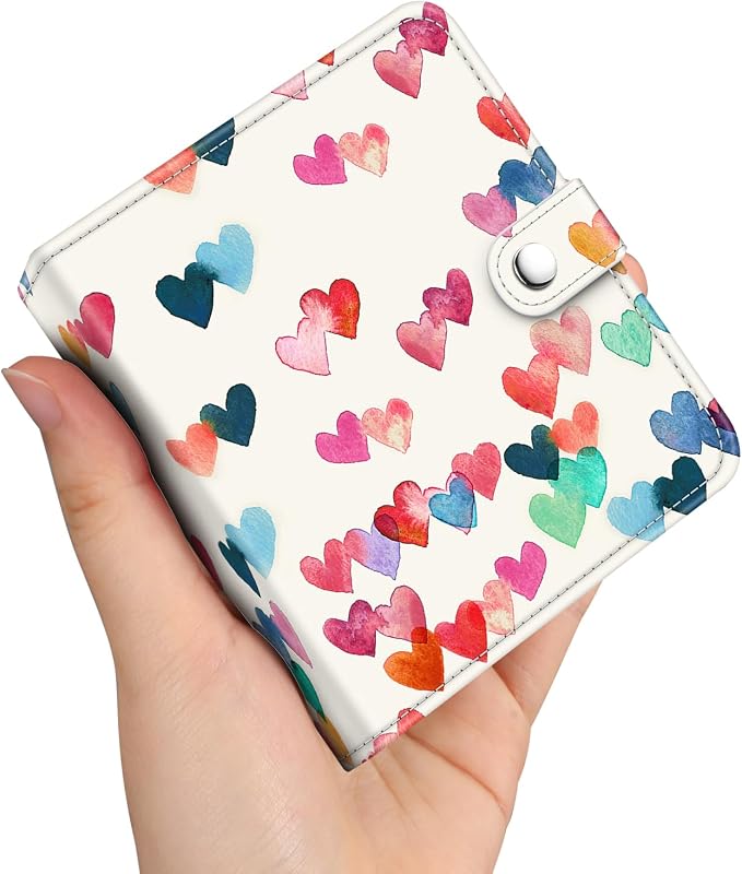 Fintie Small Photo Album Book for 3.5x4.25" Polaroid Films - 52 Pockets | For Polaoird I-Type/600/Sx-70 Films, Fujifilm Instax Wide Pictures Albums Book, Boys & Girls Memory Keepsakes, Raining Heart by Fintie