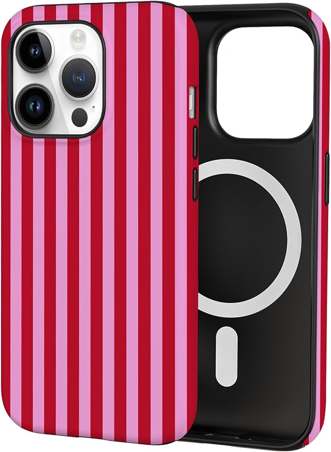 TPU Phone Case for iPhone 14 Pro, MagSafe Wireless Charging Compatible, Shockproof Slim Fit Protective Cover with Anti-Yellowing & Raised Camera Protection (Stripes 4, iPhone 14 Pro) by Unknown