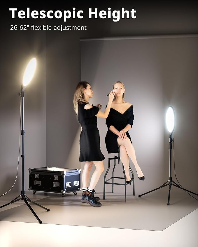 UBeesize 10" Ring Light with 62" Tripod Stand, Phone Holder and Remote | Dimmable Full-Screen, LED Selfie Light Kit, Adjustable Stand for Video Recording, Makeup, Live Streaming, 2H/4H/8H timer - Image 5