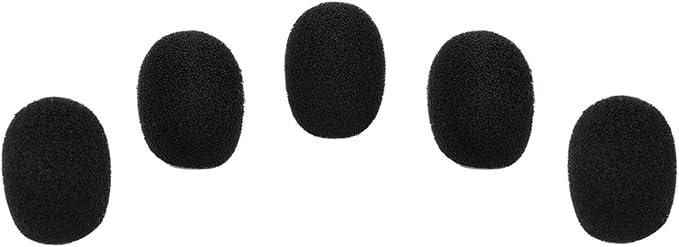 Eboot 5 Pack Mini Lapel Headset Microphone Windscreen Foam Cover, Black | Mic Muffler Pop Filter, Lapel Mic Foam Cover, Small Mic Windscreen,Fits Most Headset Mic Heads, Reduces Wind Noise by eBoot