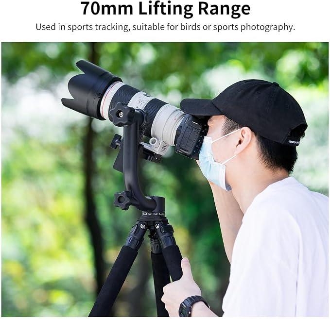 K&F CONCEPT Aluminum Alloy 360 Degree Panoramic Gimbal Tripod Head with 1/4'' Standard Quick Release Plate and Bubble Level,Load Capacity up to 20kg/44lbs | 1/4'' Standard Quick Release Plate, Bubble Level, Load Capacity up to 20kg/44lbs. TG06 - Image 9