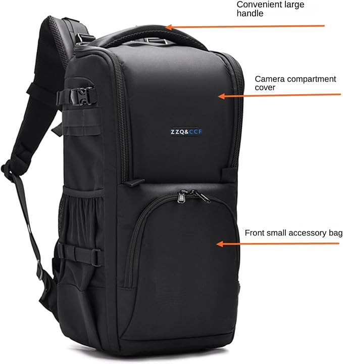 ZZQ&CCF Telephoto Lens Camera Backpack for Canon RF 200-800/100-500, Lens Case Bag for Nikon Z 180-600, Camera Pouch Compatible with Sony FE 200-600/FE 400-800/300—Black - Image 4
