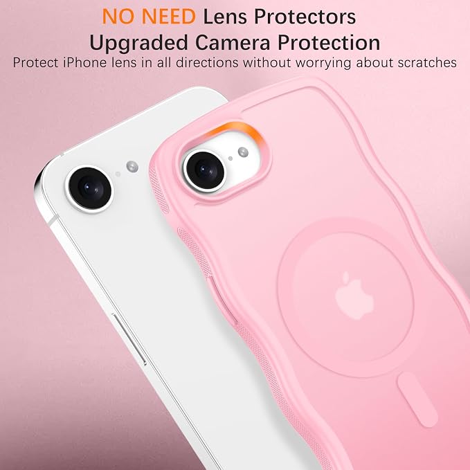 BENTOBEN Magnetic for iPhone 17e Case,Cute Wavy Frame [Compatible with MagSafe] Translucent Matte Anti-Slip TPU Bumper Women Girls Boys Men Shockproof Drop Protective Cover for iPhone 17e,Light Pink - Image 8