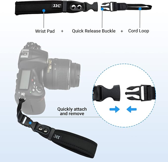 JJC Soft Camera Hand Strap Wrist Strap for Canon Rebel T7 T6 T8i SL3 90D | for Canon 80D 70D RP M50 Nikon D3500 D750 Z5 Z6 Z7 Z8 Z50 Z30 Sony ZV-E1 A6000 A6100 A6400 A6700 A7 Fuji X-T5 X-T4 X-T30 X-E4 - Image 3