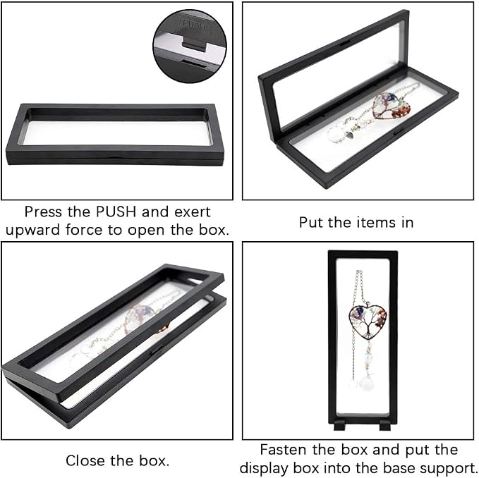 2Pcs 3D Floating Frame Display Stands, Transparent Display Case Holder with Bases, Clear Suspension Frame Showcase for coin Jewelry, Medallions, Antique, Specimens, 9.06x3.54inch - Image 3