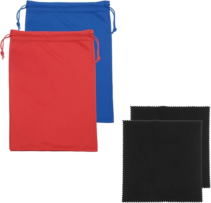 Ski Goggle Bag, Microfiber Bag with Cleaning Cloth Drawstring Pouch Soft Storage Sleeve Case Protection 2 Pcs & Blue/Red-Fitting for (Snow Swimming Goggle/Sunglasses/Camera) by YELARXI
