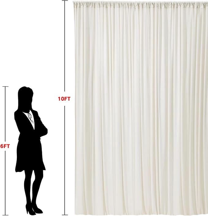 20x10ft Wrinkle Free Ivory Backdrop Curtain for Parties Soft Fabric Drapes Wedding Ivory Curtain Backdrop for Birthday Party Decorations Background for Photography 5x10ft,4 Panels - Image 9