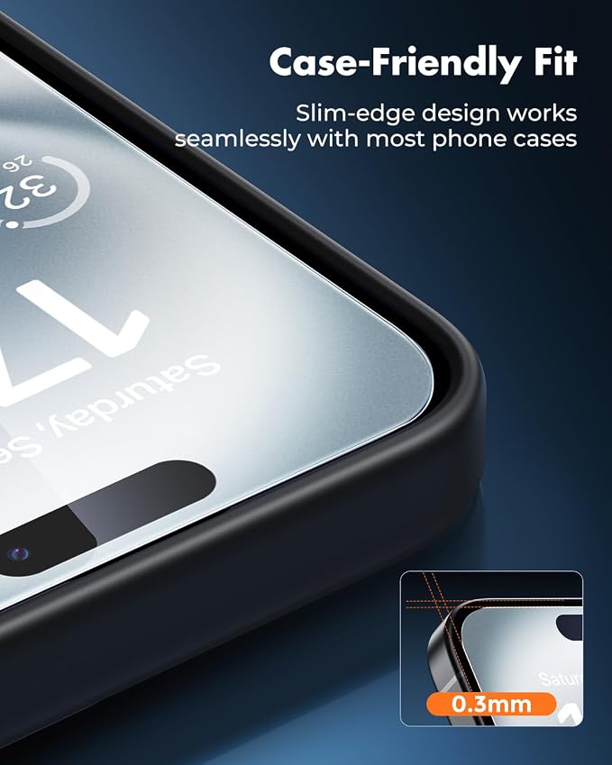 UNBREAKcable iPhone 16 Plus Screen Protector & Camera Lens Protector | Upgraded Dual-Tempered Glass with Military-Grade 9H Hardness, 3-Pack,HD Clarity, Anti-Fingerprint, Case Friendly, Fits 6.7'' - Image 8