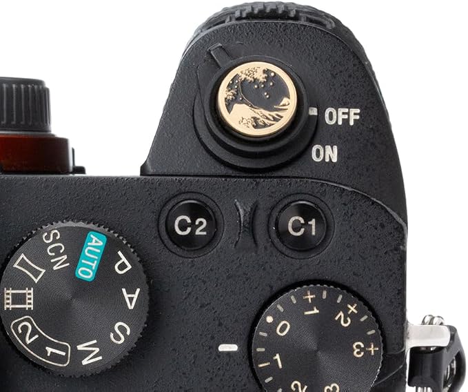 Kanagawa Wave Pattern Camera Hot Shoe Cover Shutter Button for Sony A1 A7C A7CR A7CII A7R A7M2 A7M3 A6700 A6600 A6500 A6400 A6300 (Copper Alloy-Shutter Decorative Button) - Image 2