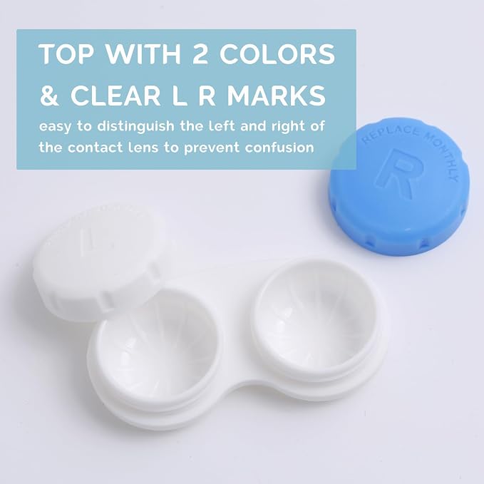 DEWSENSI Contact Lens Case, Empty Contact Lens Cases Box Holder Container for Storage, Travel, Daily Home Use (Blue, 3 Pack) - Image 3