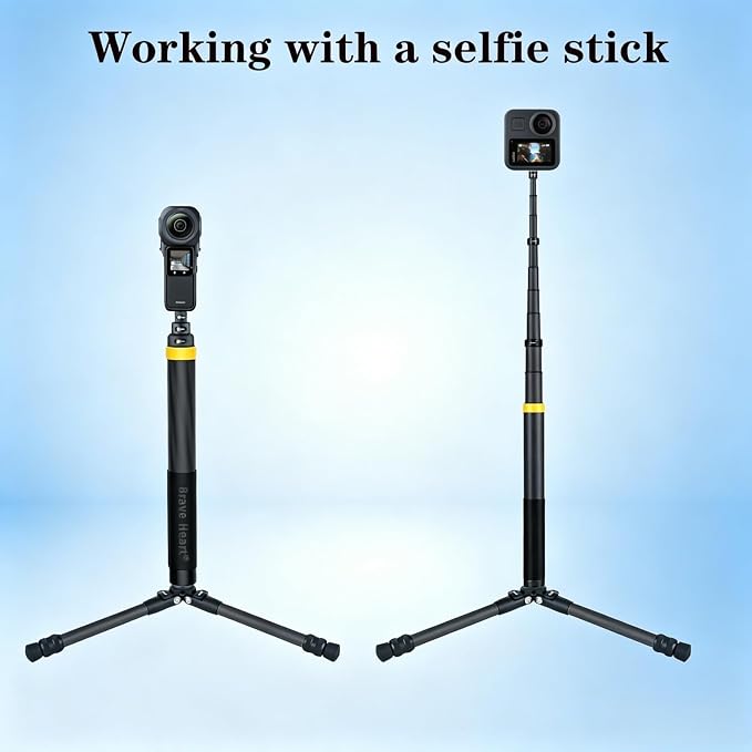 Heavy Duty Portable Carbon Fiber Desktop Mini Tripod Stand | 1/4" Screw for Insta360 X5/X4/X3/X2/RS,for Gimbal,Action Cam,Camcorder,Microphone,LED Light,Compact Mini Tripod - Image 6