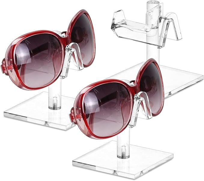 MOOCA 3-Piece Acrylic Eyewear Riser Display Stand for Sunglasses | Eyewear rack with oversized supports displays large sunglasses and eyeglasses for show,store,home and easy assemble.' by Mooca