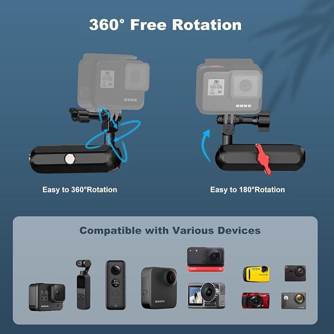 Camera Clamp Mount, Super Camera Mount Dual Ball Head Magic Arm with U-Shaped for Motorcycle Handlebar & Aluminum,Super Clamp for DSLR, Action Camera, Go pr0, Insta360,360° Rotating, 78001 - Image 8