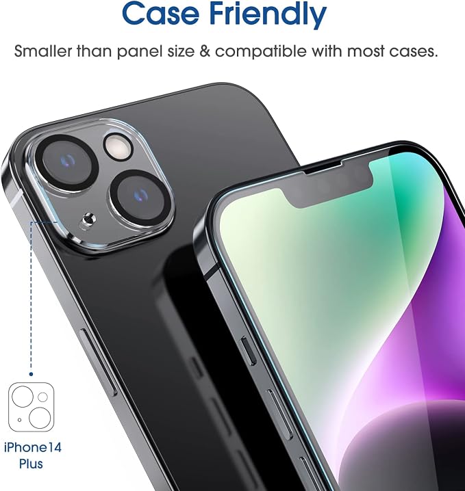 amFilm OneTouch for iPhone 14 Plus Screen Protector 6.7'' Tempered Glass | Auto-Alignment, 30s Install, Bubble Free, Scratch & Drop Protection, HD Clear, Camera Lens Protector, 2+2 Pack (14-6.7'') - Image 4