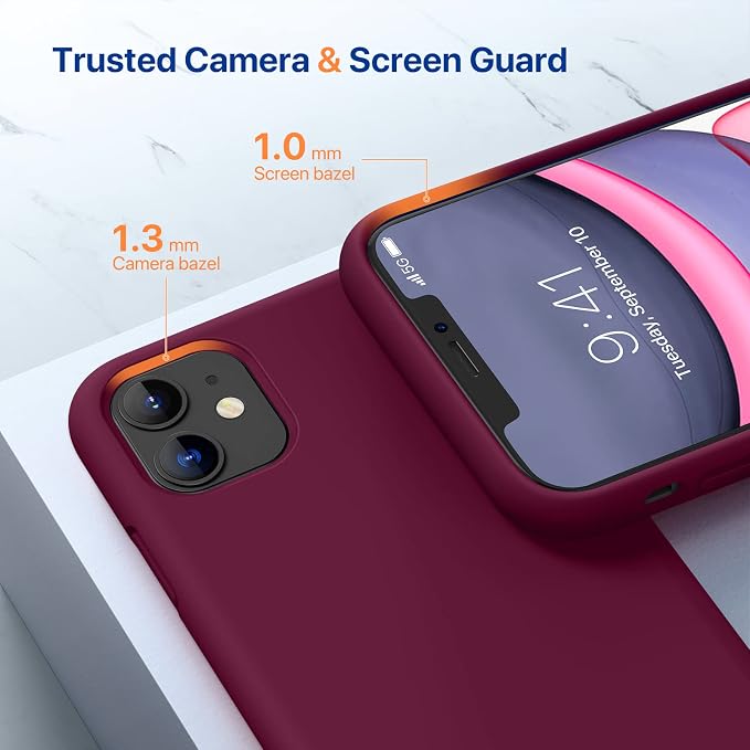 Miracase Silicone for iPhone 11 Phone Case, Wine Red | Soft Anti-Scratch Microfiber Lining, Premium Silicone Cover Shockproof Drop Protection Phone Case for 11 - Image 5