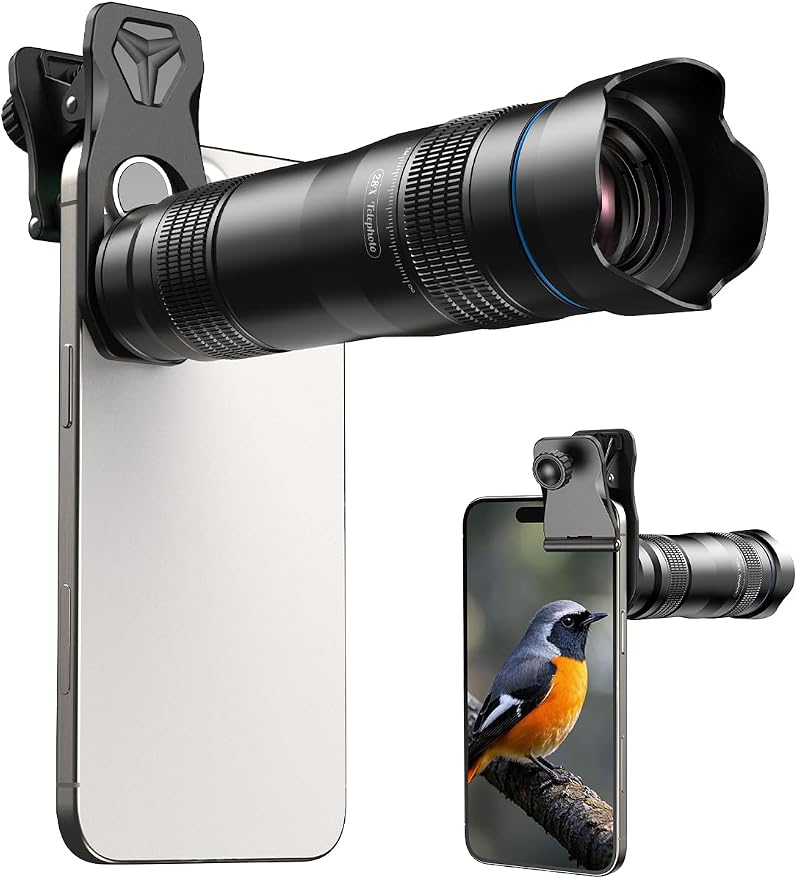 MIAO LAB 28X HD Telephoto Lens for iPhone/Samsung/Android, High Power Telephoto Camera Lens with Universal Clip Compatibility Most Smartphone - 28X by MIAOLAB