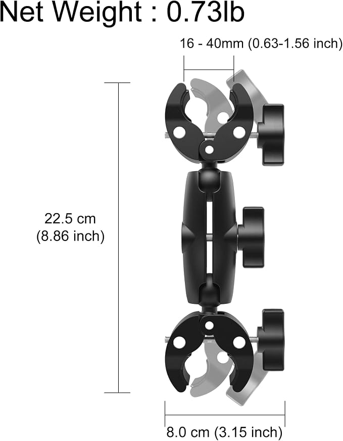 Double Super Clamp Mount Umbrella clamp Camera Clamp Pole Clamp for Monitor Bracket Magic Socket Arm Desk Photo Studio Light Stand, Photography Reflector, Flag Holder Mount, Cross Bar - Image 5