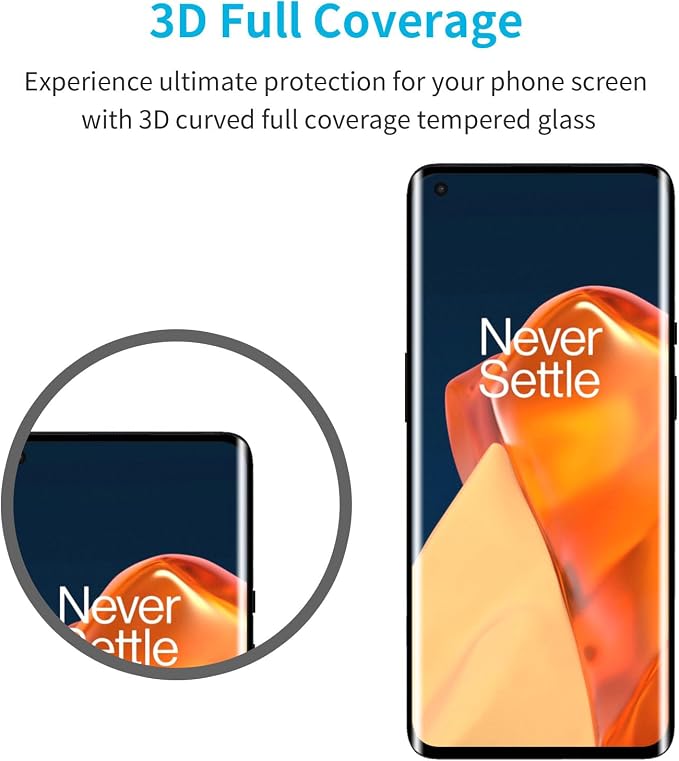 Didisky Screen Protector for Oneplus 9 Pro, 3 Pack Tempered Glass Film with 2 Pack Camera Lens Protector, Easy to Use,Scratch-Resistant,9H Hardness,3D Curved Full Coverage - Image 4