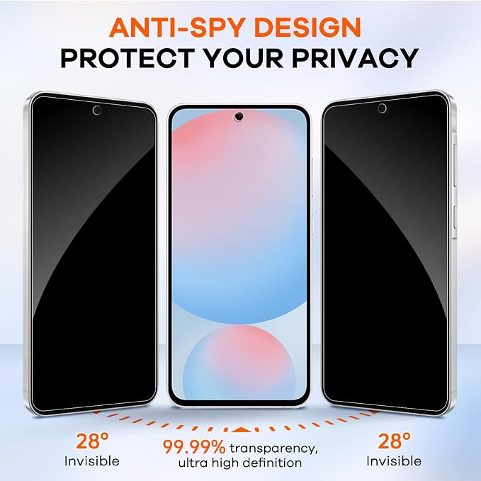 3+3 for Samsung Galaxy S24 FE 5G Privacy Screen Protector Camera Protector | 9H Tempered Glass Cell Phone Protector Camera Lens Protector - Image 5