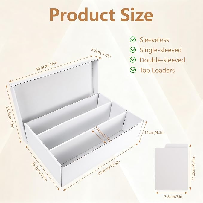 RLAVBL 4 Pack Trading Card Storage Box 3 Row, Card Boxes 2700 Count | Cardboard, 48 Dividers, for Sports, MTG, TCG, Toploader - Image 2