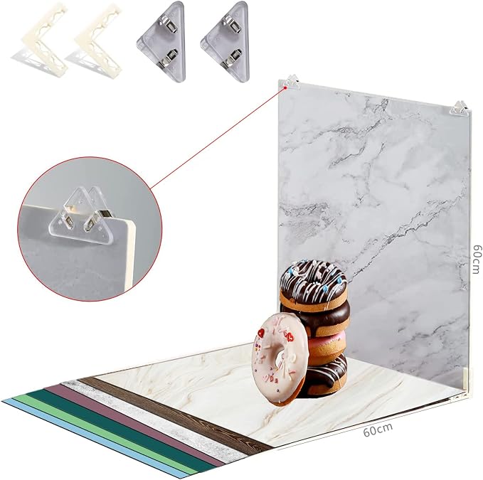 Large 24x24in Photo Backdrop Board: 9PCS 18Patterns | Product Photography Backdrops for Food Jewelry, Background Table Top Small Shooting Kit - Image 5