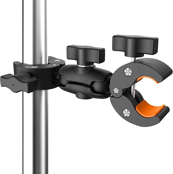 Super Double Clamp Camera Mount Umbrella Clamp for Chair | with 360° Magic Arm Double Ball Head Adapter for Umbrella, Wheelchair, Pole, Strollers, Motorcycle, Photo Studio Light Stand by KOQEIEY