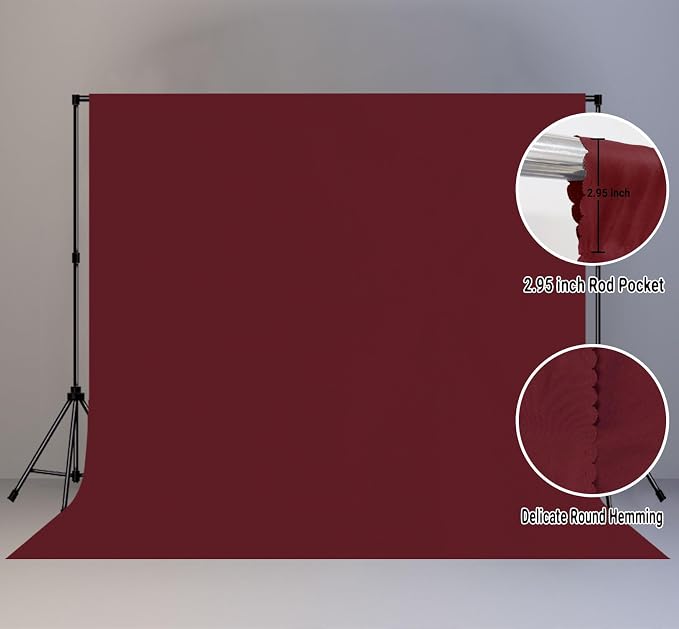 Burgundy Photography Backdrop for Photoshoot, Fabric 10x10ft | Polyester Studio Photo Backgrounds, Non Reflective, Easy to Hang, for Portrait Shoot, Product, Party Decor, Video Creation - Image 6