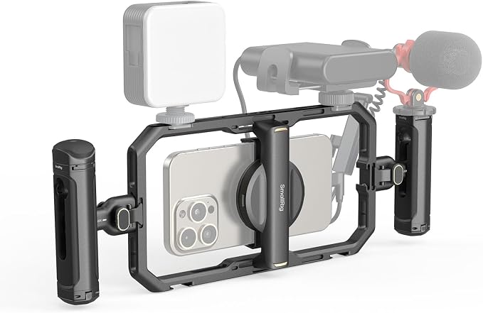 SmallRig Universal Quick Release Phone Cage Kit Basic, Aluminum Smartphone Video Rig Kit with Wireless Control Dual Handles and Phone Clip, for MagSafe, for iPhone 17 16 15 for Samsung for Pixel - Image 8