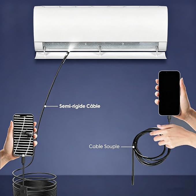 Dual Lens Endoscope Camera with Light,1920P HD Inspection Camera for Automotive & Home, IP67 Waterproof Borescope with Semi-Rigid Snake Cable,Detects Pipe Clogs,Engine Issues-16.5FT for iPhone Android - Image 5