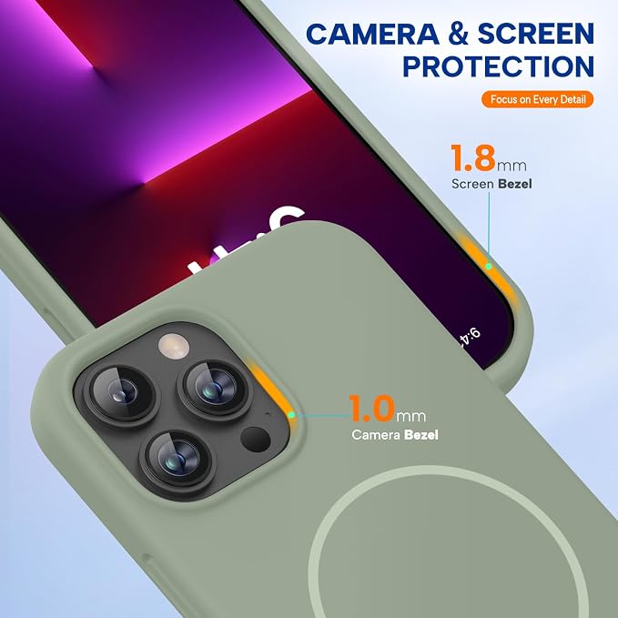 miracase Magnetic for iPhone 13 Pro Max Case, [Soft Anti-Scratch Microfiber Lining], Compatible with MagSafe, Liquid Silicone Shockproof Drop Protection Phone Case for 13 Pro Max, Patina Green - Image 8