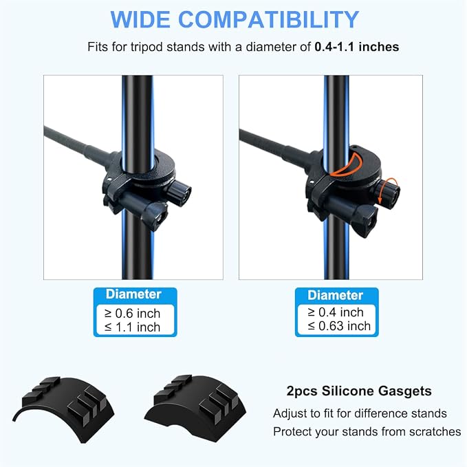 JCWINY Mic Stand Phone Holder, Flexible Phone Holder for Microphone Stand, Adjustable iPhone Mic Stand Holders, Music Stands Phone Holders for iPhone 14 13 12 MAX Pro Samsung Galaxy All Smartphones - Image 3