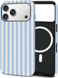 TPU Phone Case for iPhone 17 Pro, MagSafe Wireless Charging Compatible, Shockproof Slim Fit Protective Cover with Anti-Yellowing & Raised Camera Protection (Blue Stripe, iPhone 17 Pro(6.3")) by Unknown