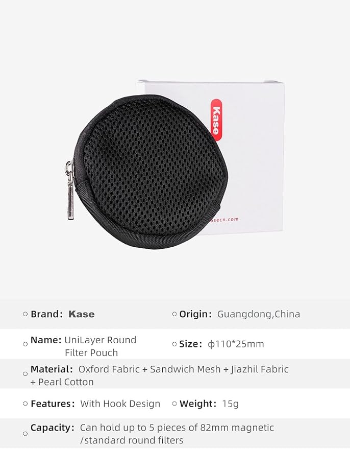 Kase Unilayer Filter Zipper Storage Pouch Holds up to 82mm - Image 9