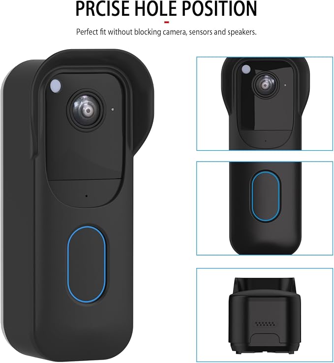 Blink Doorbell Camera Cover - Weatherproof Silicone Protective Case with Brim for for Blink Video Doorbell 2025 New Model (2nd Gen), Full Protection, Easy Installation (Black) - Image 5
