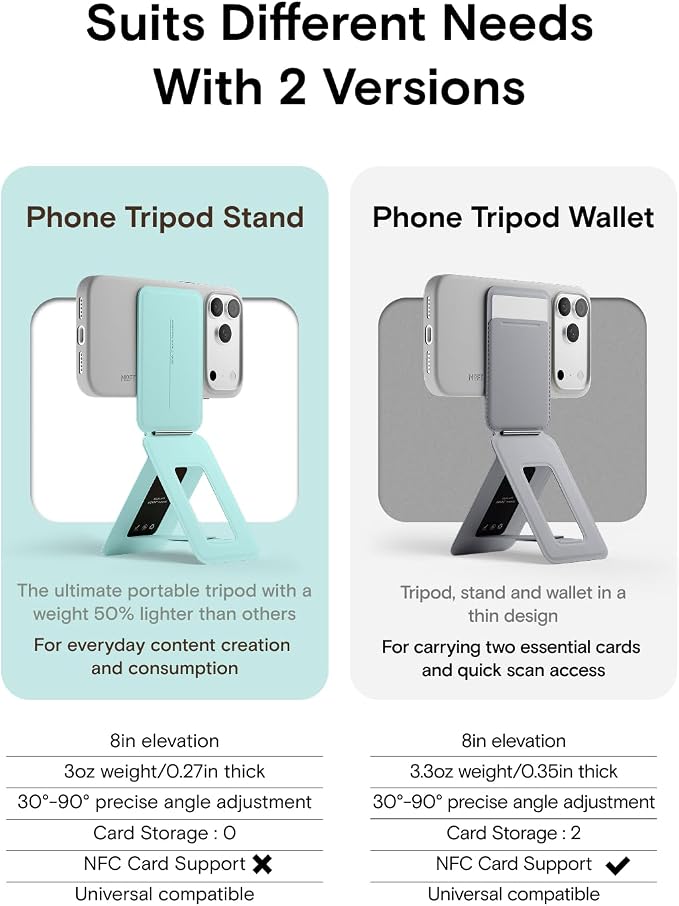 MOFT Phone Tripod Stand, Portable Selfie Stick for iPhone, Mulit-Angle | Pocket Size | Strong Magnets l MOVAS Leather | Magsafe Compatible | Easy to Charge | Stylish |For Content Creators - Image 2