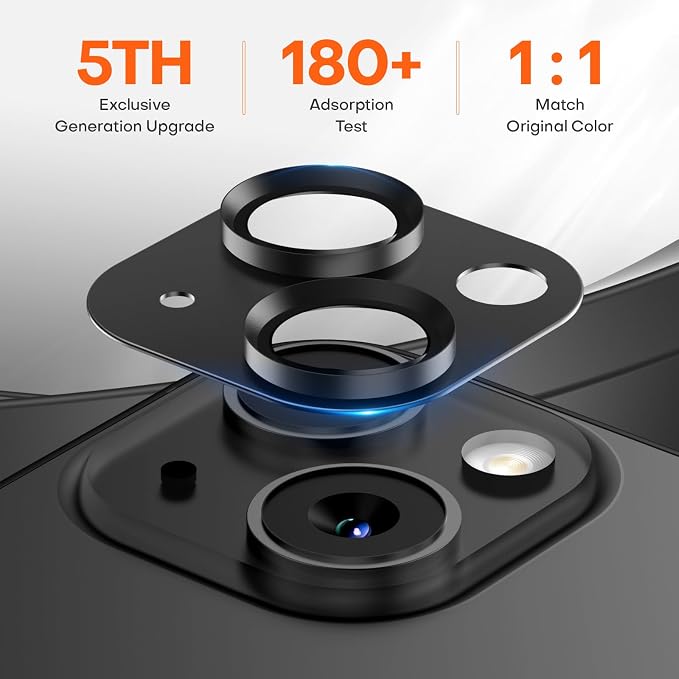 Camera Lens Protector for iPhone 15/15 Plus/iPhone 14/14 Plus-Black | Aluminum Alloy, Tempered Glass Camera Cover, Nano Reinforced Adhesive, Accessories, Anti-Drop, Anti-Scratch, Case Friendly - Image 3