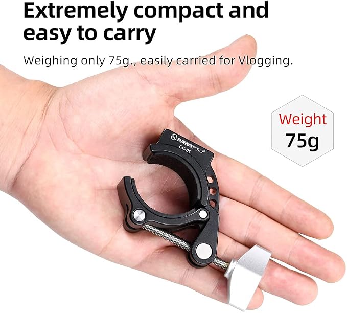 SunwayFoto Titan Tube Clamp CC-01 Accessory/Magic Arm Mount w 1/4" & 3/8" Sockets Ideal for 32mm & 36mm Legs - Image 4